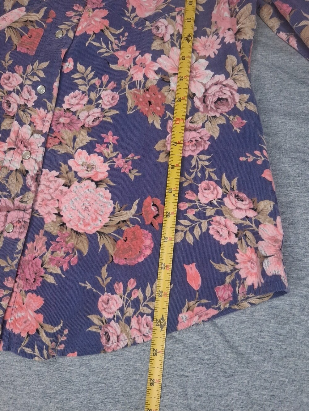 Dear John Pearl Snap Button Up Shirt Cottagecore Long Puff Sleeve Corduroy Sz M - Picture 12 of 13